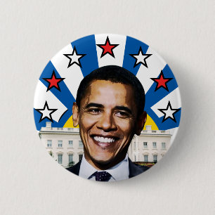 Macaron Rond 5 Cm Bouton Obama Sunrise Stars and Stripes