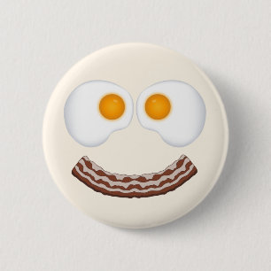 Macaron Rond 5 Cm Bouton Oeufs et Grin Bacon