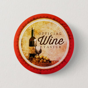 Macaron Rond 5 Cm Bouton officiel de goûteur de vin de bouteille de