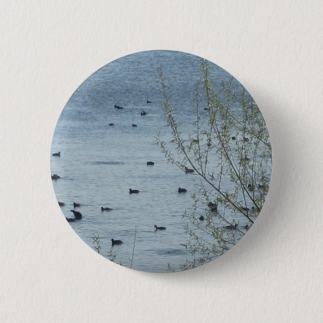 Macaron Rond 5 Cm Bouton Oiseaux du lac (Devant)