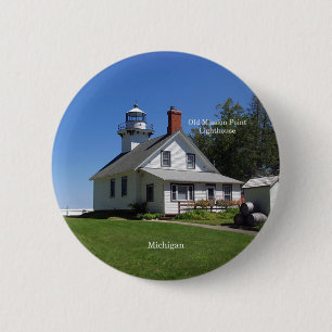 Macaron Rond 5 Cm Bouton Old Mission Point Lighthouse