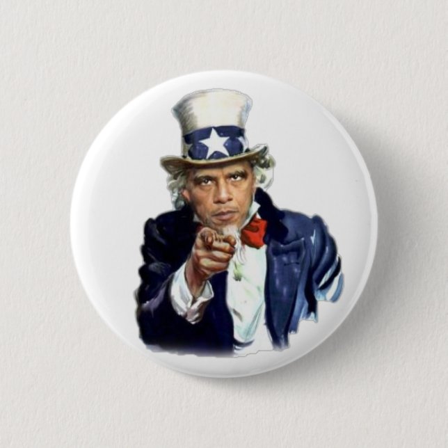 Macaron Rond 5 Cm Bouton Oncle Barack (Devant)
