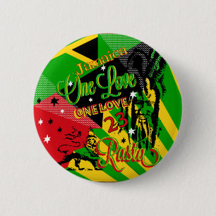 Macaron Rond 5 Cm Bouton One Love Reggae Party