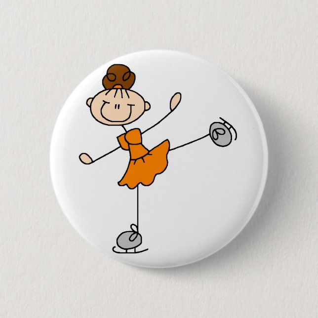 Macaron Rond 5 Cm Bouton orange de patineur artistique (Devant)