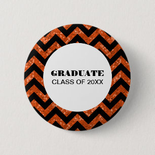 Macaron Rond 5 Cm Bouton Orange Parties scintillant Chevron