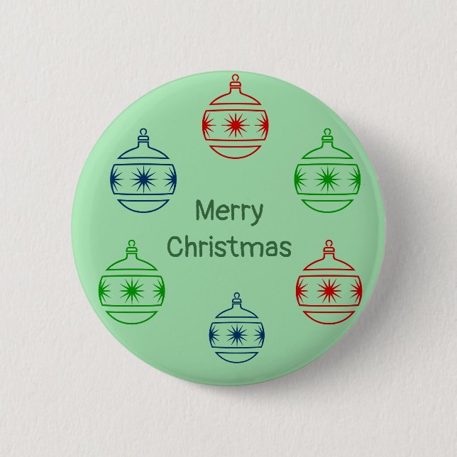 Macaron Rond 5 Cm Bouton - Orbes de Noël avec voeux (Devant)