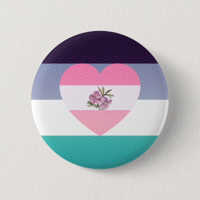 Macaron Rond 5 Cm bouton orienté de fierté de wlw d'aroace (Devant)