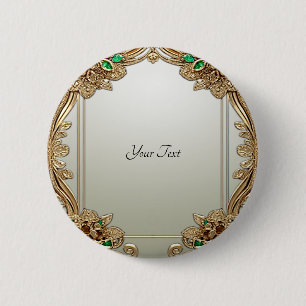Macaron Rond 5 Cm Bouton Orné Élégant en Or