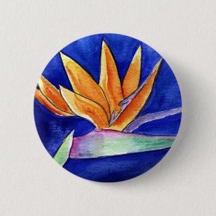 Macaron Rond 5 Cm Bouton ou épingle d'art de fleur d'oiseau de parad