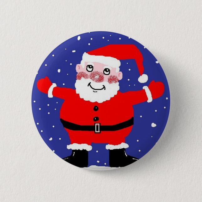 MACARON ROND 5 CM BOUTON OU INSIGNE DE PÈRE NOËL (Devant)