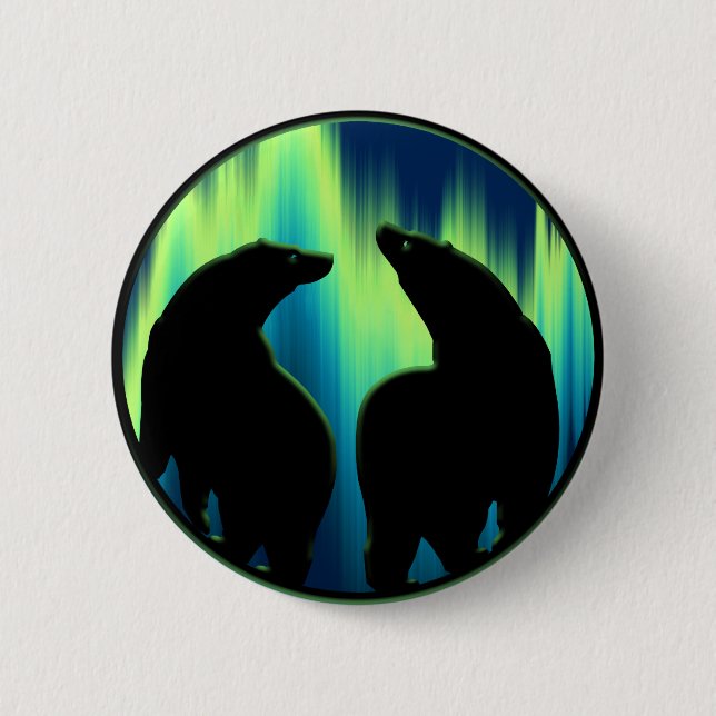 Macaron Rond 5 Cm Bouton Ours Polaire / Bouton Art Faune Pinceau (Devant)