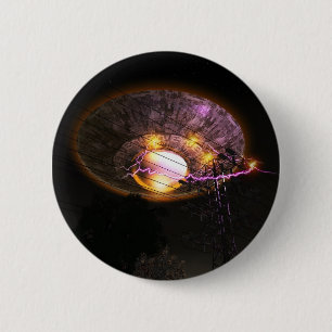 Macaron Rond 5 Cm Bouton OVNI sur les lignes d'alimentation