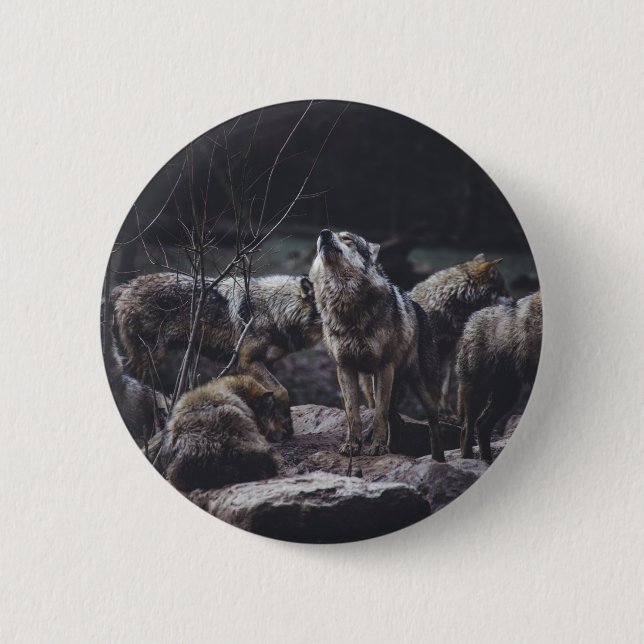 Macaron Rond 5 Cm Bouton Pack Wolf (Devant)