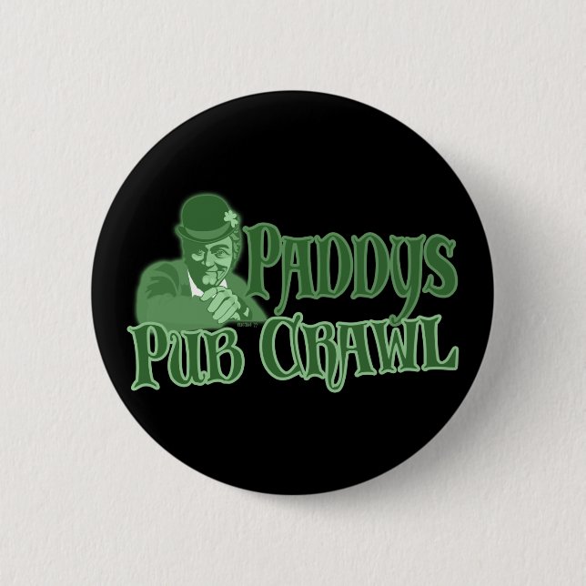 Macaron Rond 5 Cm Bouton Paddys Pub Crawl (Devant)