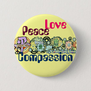 Macaron Rond 5 Cm Bouton Paix Amour Compassion