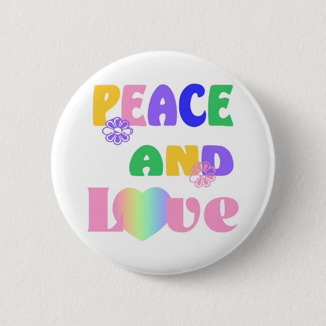 Macaron Rond 5 Cm Bouton Paix et Amour (Devant)