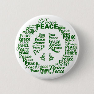 Macaron Rond 5 Cm Bouton Paix - vert