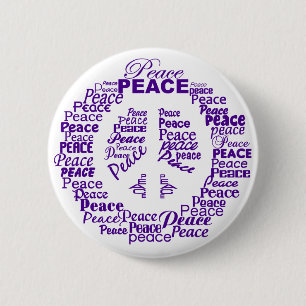 Macaron Rond 5 Cm Bouton Paix - violet