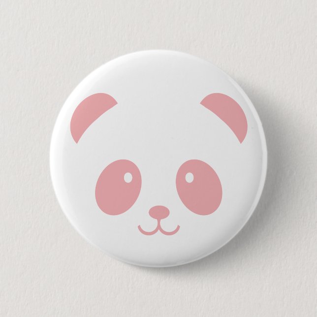 Macaron Rond 5 Cm Bouton Panda Pin Rose mou et mou (Devant)