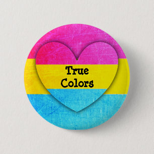 Macaron Rond 5 Cm Bouton Pansexual de drapeau de véritables couleur