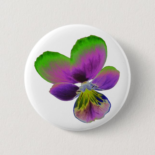 Macaron Rond 5 Cm Bouton Pansy violet et vert (Devant)