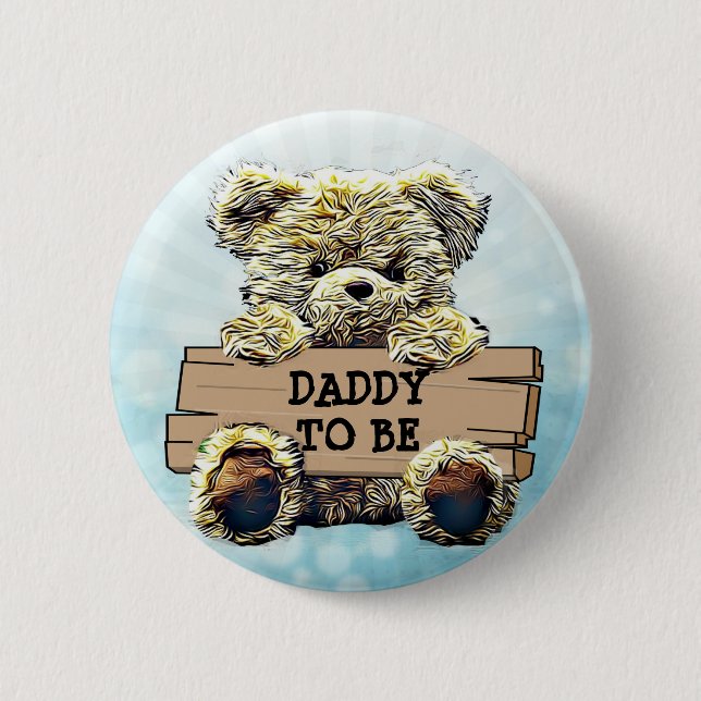 Macaron Rond 5 Cm Bouton Papa to Be Baby shower (Devant)