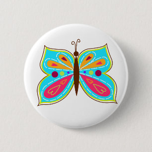 Macaron Rond 5 Cm Bouton Papillon Aqua