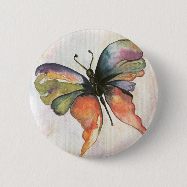 Macaron Rond 5 Cm Bouton papillon du bonheur (Devant)