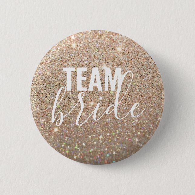 Macaron Rond 5 Cm Bouton - Parties scintillant d'or Fab Team Bride (Devant)