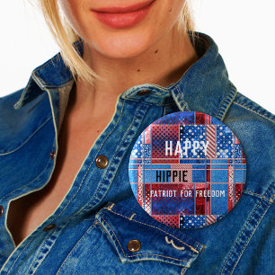 Macaron Rond 5 Cm Bouton Patchwork Jeans bleu Patriot personnalisé