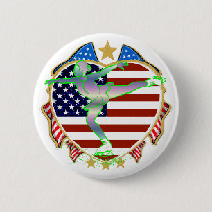 Macaron Rond 5 Cm BOUTON Patinage artistique USA