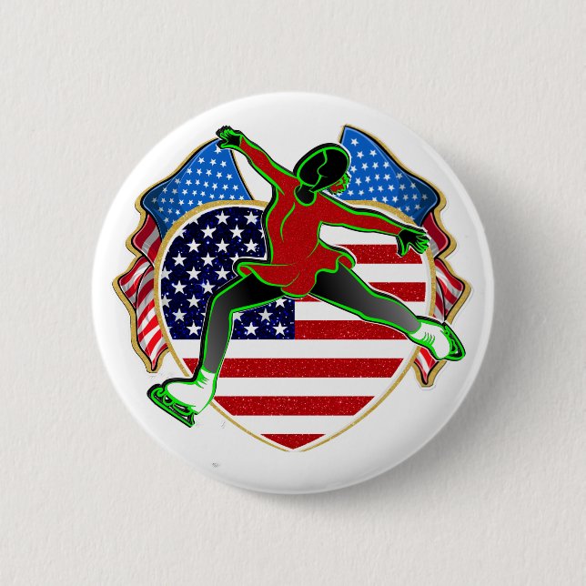 Macaron Rond 5 Cm BOUTON Patinage artistique USA (Devant)