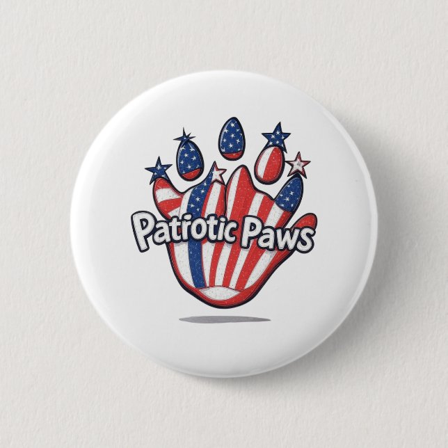 Macaron Rond 5 Cm Bouton Patriotique - Bouton Paw Drapeau Patriotiqu (Devant)