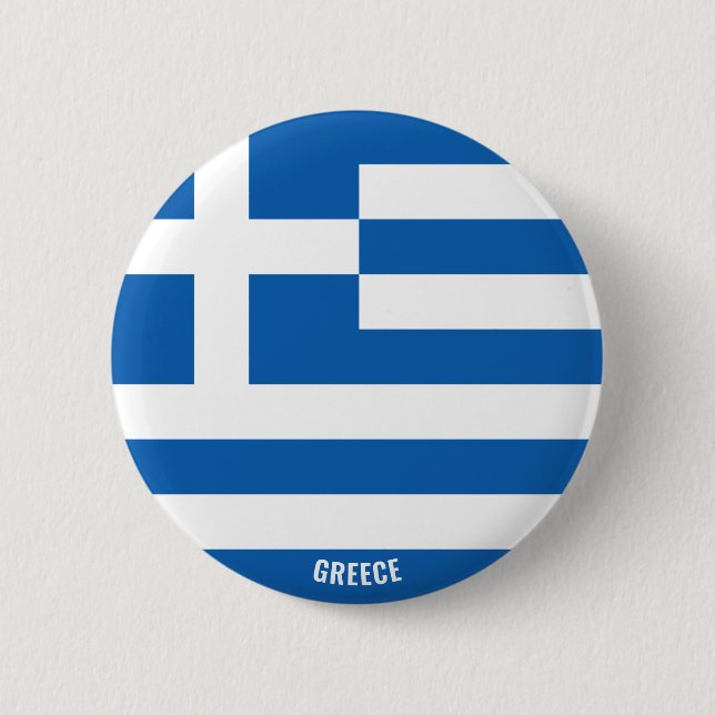 Macaron Rond 5 Cm Bouton patriotique de charme du drapeau grec (Devant)
