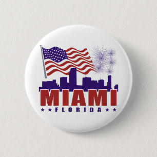 Macaron Rond 5 Cm Bouton patriotique de Miami la Floride
