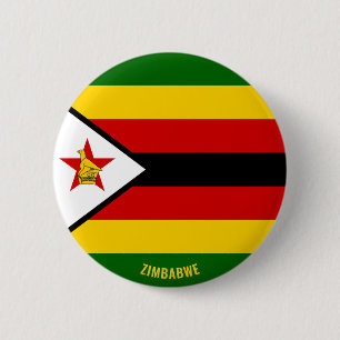 Macaron Rond 5 Cm Bouton patriotique du drapeau du Zimbabwe