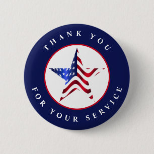 Macaron Rond 5 Cm Bouton patriotique Merci pour votre service