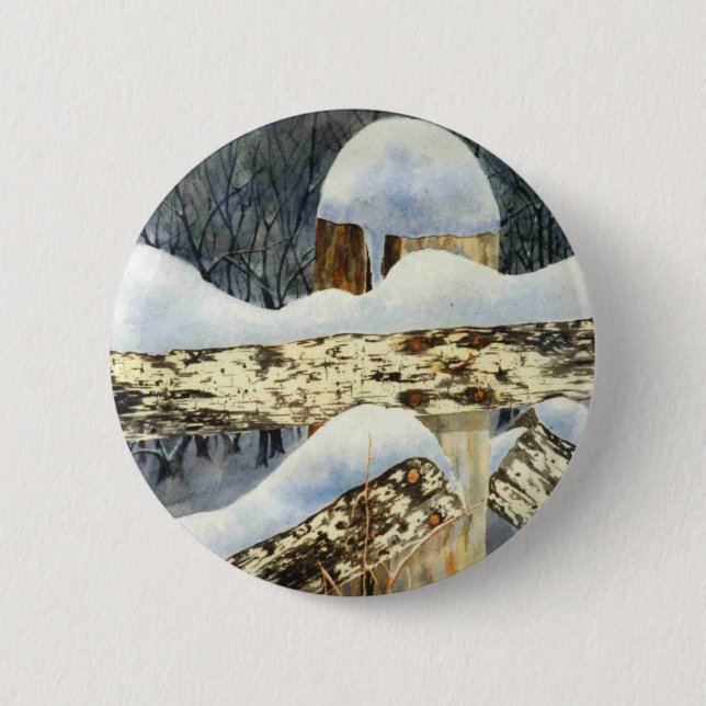 Macaron Rond 5 Cm Bouton Paysage d'hiver (Devant)