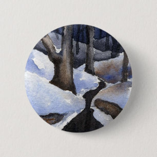 Macaron Rond 5 Cm Bouton Paysage d'hiver