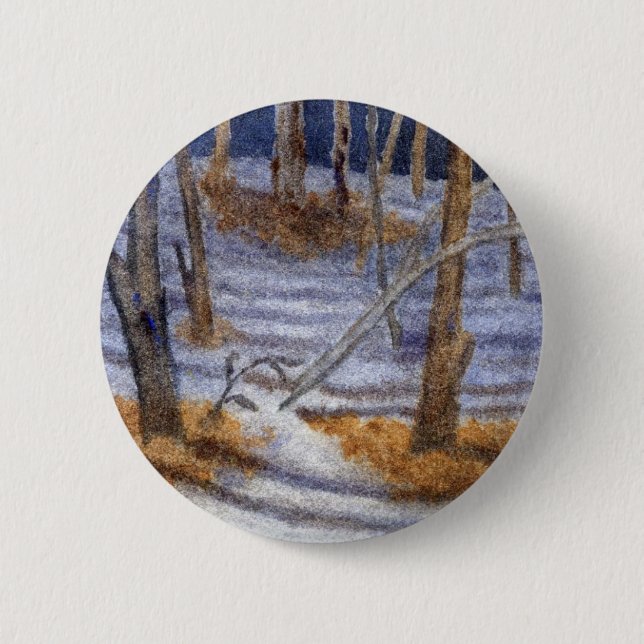 Macaron Rond 5 Cm Bouton Paysage d'hiver (Devant)