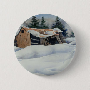 Macaron Rond 5 Cm Bouton Paysage d'hiver