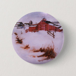 Macaron Rond 5 Cm Bouton Paysage d'hiver