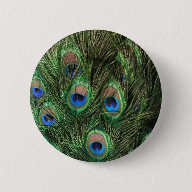 Macaron Rond 5 Cm Bouton Peacock Feather (Devant)