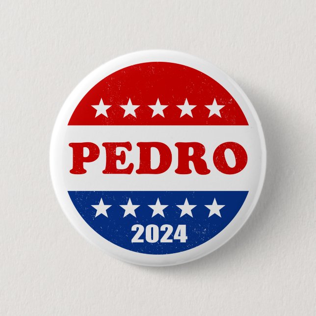 Macaron Rond 5 Cm Bouton Pedro Voter 2024 Élections USA (Devant)