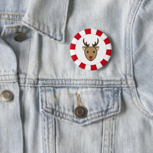 Macaron Rond 5 Cm Bouton Peppermenthe Christmas Reindeer Pin