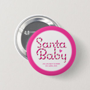 Macaron Rond 5 Cm Bouton père Noël Baby Pink Holiday Baby shower