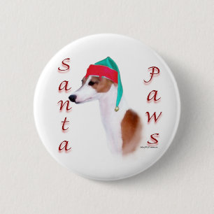 Macaron Rond 5 Cm Bouton Père Noël Paws de Greyhound italien