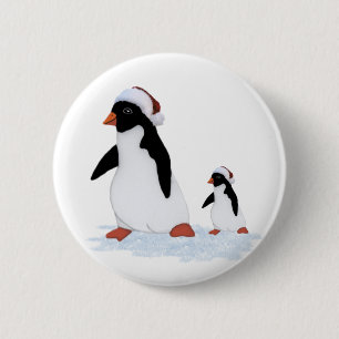Macaron Rond 5 Cm Bouton père Noël Penguins