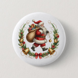 Macaron Rond 5 Cm Bouton Père Noël vintage