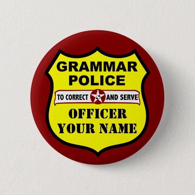Macaron Rond 5 Cm Bouton personnalisable de police de grammaire (Devant)